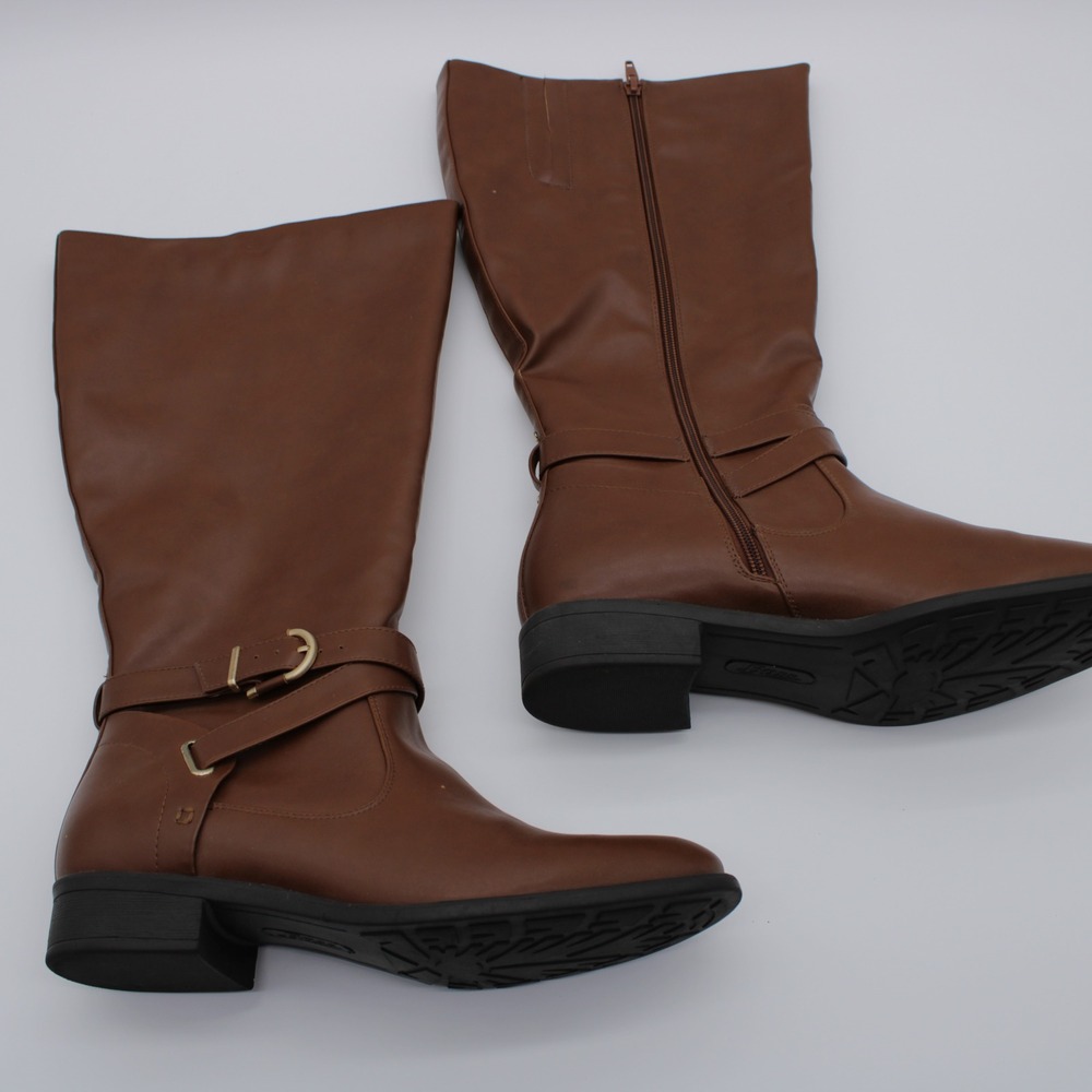 GH Bass Jordan F16 Brown Riding Boots Womens 10W Wide Calf Buckle Tall Boot